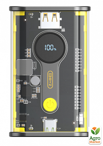 Додатковий зовнішній акумулятор повербанк BYZ W90 20000 mAh 22.5W Type C PD PowerBank жовтий - фото 2