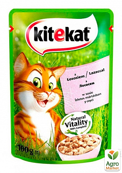Корм для кошек Natural Vitality (с лососем в соусе) ТМ "Kitekat" 100 г1