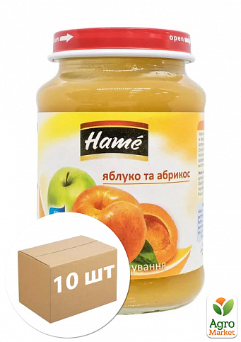 Пюре фруктове яблуко і абрикос Hame, 190г уп 10 шт