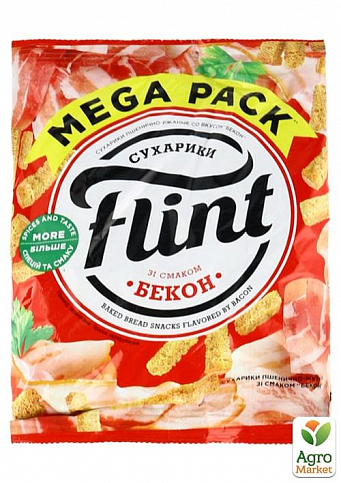 Сухарики пшенично-ржаные со вкусом бекона ТМ "Flint" 110 г упаковка 45 шт - фото 2