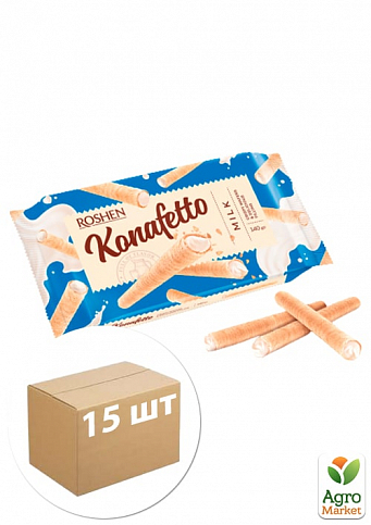 Вафельные трубочки (молочная начинка) ПКФ ТМ "Konafetto" 140гр упаковка 15шт