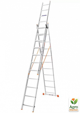 Лестница алюминиевая 3-х секционная BLUETOOLS (3х11 ступеней) (160-9311) - фото 2