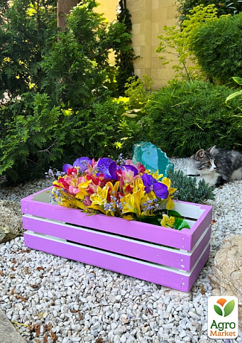 Ящик декоративный деревянный для хранения и цветов "Франческа" д. 44см, ш. 17см, в. 13см. (лиловый)