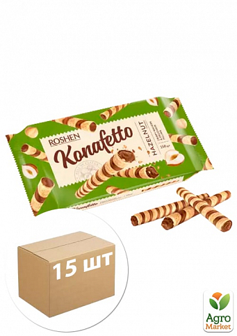 Вафельні трубочки (горіхова начинка) ВКФ ТМ "Konafetto" 140гр упаковка 15шт