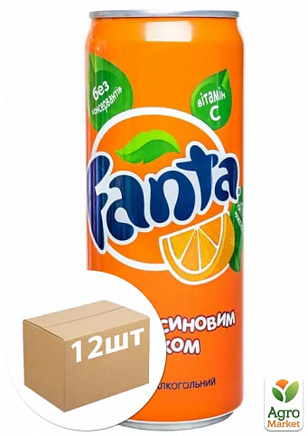 Газированный напиток (железная банка) ТМ "Fanta" 0,33л упаковка 12шт