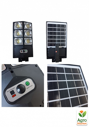 Уличный фонарь c солнечной панелью Solar Induction Street Lamp  W789B-3, 2*1500 mAH  с датчиком движения и пультом Черный - фото 4
