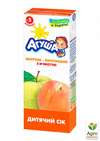 Сок яблочно-персиковый (с мякотью) ТМ "Агуша" 0,2л