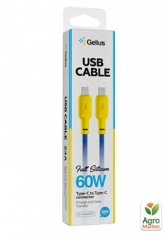 Кабель USB Gelius Full Silicon GP-UCN001CC Type-C/Type-C Yellow/Blue1