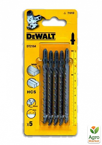 Полотно пильное DeWALT для древесины, прямой, L=100, WL=68, 4 мм, макс. глубина реза - 60 мм, 5 шт DT2164 ТМ DeWALT