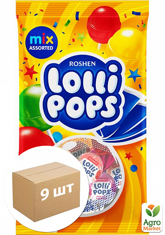 Карамель (йогурт) РЦ в блистере ТМ "Roshen LolliPops" 920 г упаковка 9шт