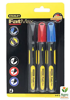 Набор из трех плоских маркеров FatMax® с острым наконечником и стойкими чернилами STANLEY 0-47-322 (0-47-322)2