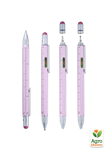 Кулькова багатозадачна ручка Troika Construction зі стілусом; лінійкою; викруткою та рівнем; розовий (PIP20/ML) - фото 2