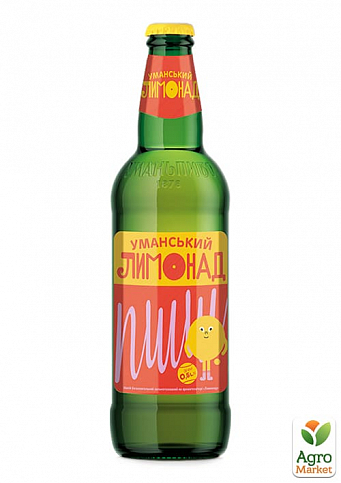 Безалкогольний сильногазований напій "Лімонад" ТМ «Уманський Лимонад» (скло) 0.5 л упаковка 12шт - фото 2