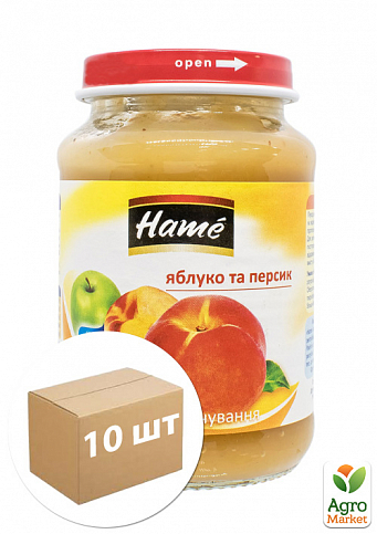 Пюре фруктове яблуко і персик Hame, 190г уп 10 шт
