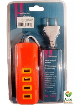 Сетевое зарядное устройство на 4 USB порта ( 2А +1А+ 2*0,5А ) orange2