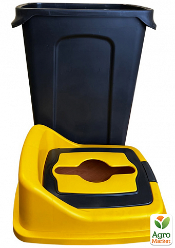 Бак для сортировки мусора Planet Re-Cycler 50 л черный - желтый (пластик) (12189) - фото 4