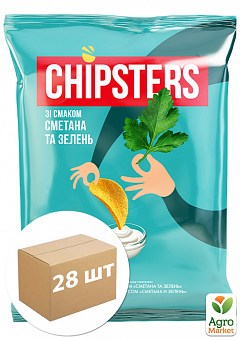 Чіпси натуральні Сметана Зелень 70 г ТМ «CHIPSTER'S» упаковка 28 шт1