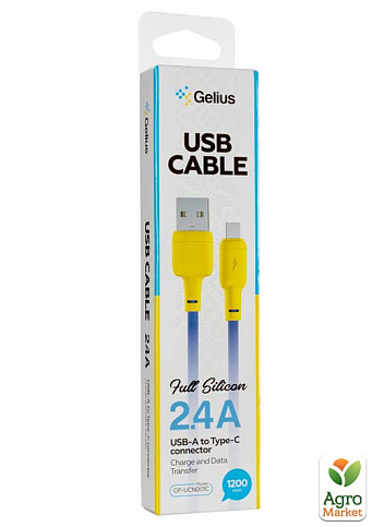 Кабель USB Gelius Full Silicon GP-UCN001C Type-C Yellow/Blue