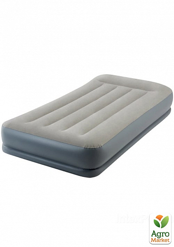 Надувная кровать с встроенным электронасосом, односпальная, серая ТМ "Intex" (64116)