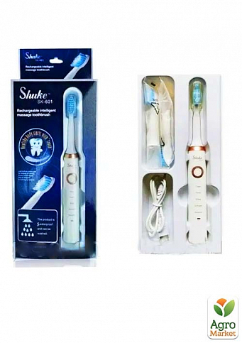 Электрическая зубная щетка Shuke с 4-мя насадками Белый - фото 2