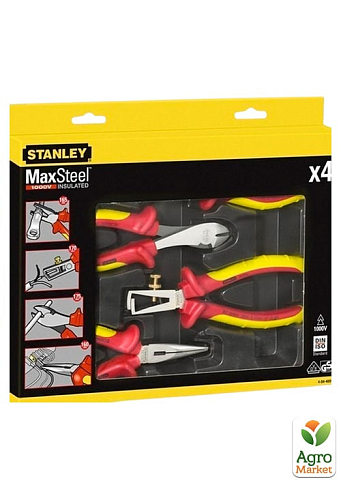 Набір із чотирьох шарнірно-губцевих інструментів для електрика MAXSTEEL VDE 1000V STANLEY 4-84-489 (4-84-489) 