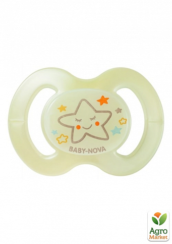 Пустышка силиконовая Baby-Nova ортодонтическая ночная 0-6 месяцев бежевая