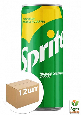 Газований напій (залізна банка) ТМ "Sprite" 0,33 л упаковка 12шт