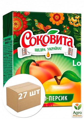 Соковый напиток яблочно-персиковый ТМ "Соковита" slim 0,2л упаковке 27 шт