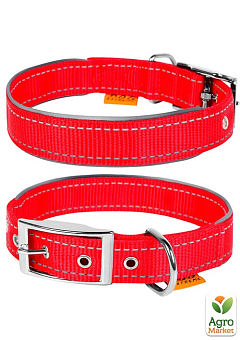 Нашийник "Dog Extremе" з нейлону, подвійний з світловідбиваючою вставкою (ширина 40мм, довжина 60-72см) червоний2