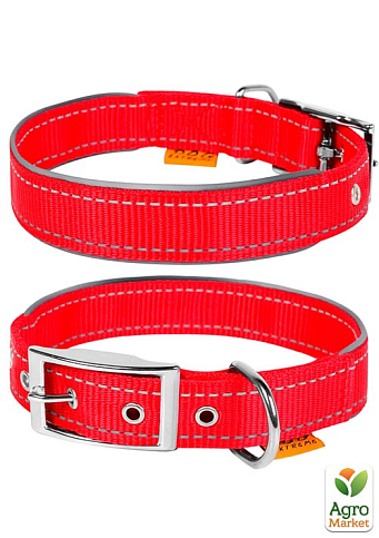 Ошейник "Dog Extremе"с нейлона, двойной со светоотражающей вставкой (ширина 40мм, длина 60-72см) красный