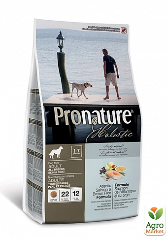 Pronature Holistic Adult Сухой холистик корм для собак с атлантическим лососем и коричневым рисом  340 г (5220070)