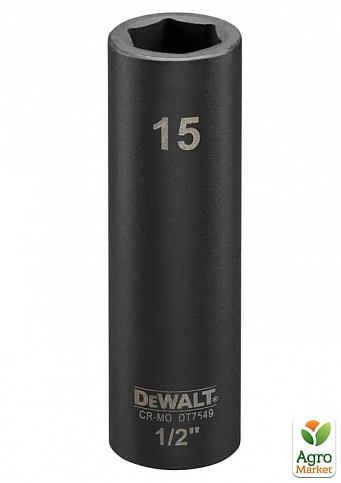 Головка торцевая ударная "IMPACT" DeWALT, длинная, 1/2" х 15 мм, шестигранная DT7549 ТМ DeWALT