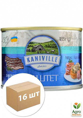 М'ясний паштет з ароматом бекону ТМ "Kaniville" 185г упаковка 16 шт