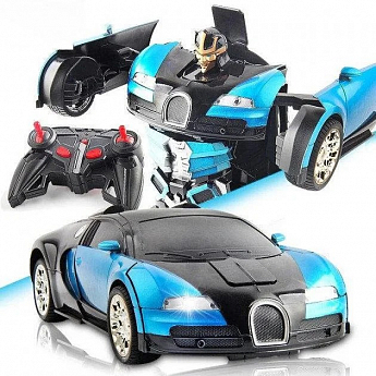 Машинка трансформер Bugatti Robot Car Size 112 Синяя SKL11-276018 - фото 3