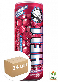 Енергетичний напій зі смаком Cool Raspberry Candy ТМ "Hell" 0.25 л упаковка 24 шт1