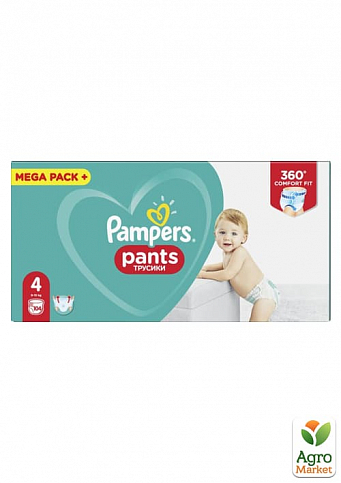 PAMPERS Детские Подгузники-трусики Pants Размер 4 Maxi (9-15кг) Мега Упаковка 104 шт