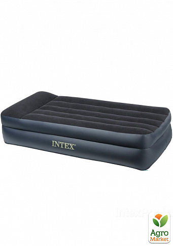 Надувная кровать с встроенным электронасосом односпальная, черная ТМ "Intex" (64122) - фото 3