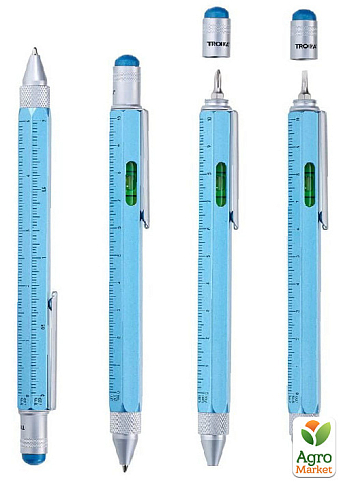 Шариковая многозадачная ручка Troika Construction со стилусом, линейкой, отверткой и уровнем, голубой (PIP20/MB) - фото 3