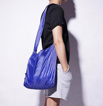 Складна компактна сумка-шоппер синя SShopping bag to roll up SKL11-322287 - фото 5