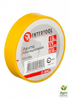 Стрічка ізоляційна 0.15мм * 17мм * 15м жовта INTERTOOL IT-00421