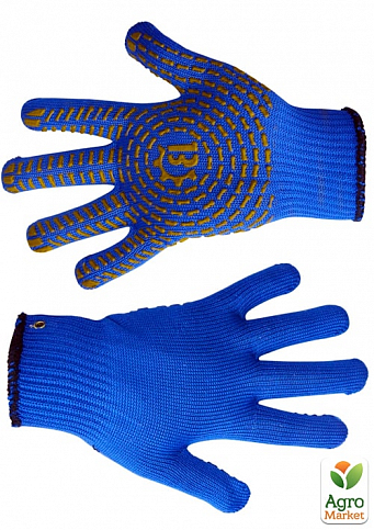 Рукавички плетені сині з вкрапленням, L, (587), (Україна)