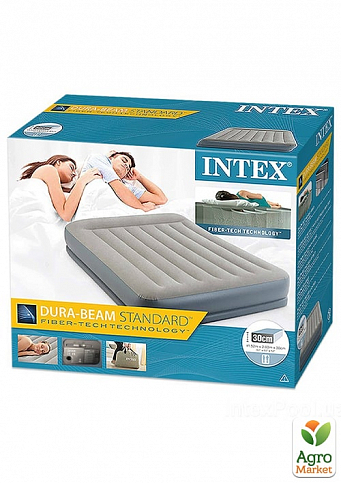 Надувная кровать с встроенным электронасосом двухспальная, серая ТМ "Intex" (64118) - фото 2