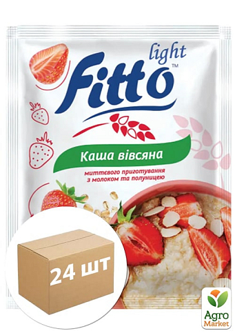 Каша вівсяна миттєвого приготування з полуницею та молоком ТМ "Fitto light" 40гр упаковка 24 шт