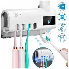 Утримувач диспенсер для зубної пасти і щіток УФ-стерилізатор Toothbrush sterilizer W-027 білий SKL11-2774711