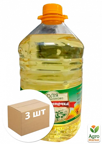 Олія соняшникова (рафінована) картонна скринька ТМ "Подоляночка" 5л. упаковка 3шт