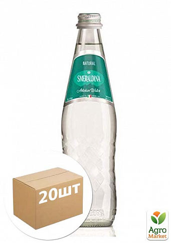 Вода питна, мінеральна, природна, їдальня Smeraldina негазована 0.5 л (скло) упаковка 20шт