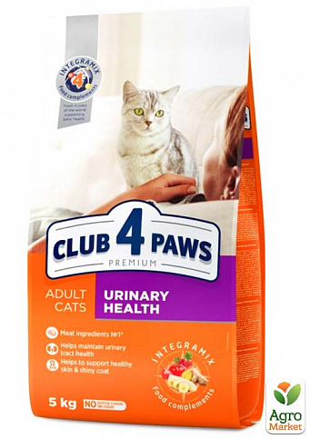 Сухой корм Клуб 4 Лапы Премиум для взрослых кошек с поддержкой здоровья мочеиспускательной системы 5 кг (3060280)