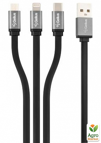 Кабель USB Gelius Pro Squid GP-UC102 3in1 MicroUSB/Lightning/Type-C Black - фото 4