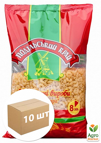 Макарони Ріжки ТМ "Подільський край" 1кг упаковка 10шт