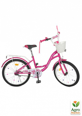 Велосипед детский PROF1 20д. Butterfly, SKD75,фонарь,звонок,зеркало,подножка,корзина,фуксия (Y2026-1)